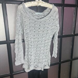 Maurices Gray Open Knit Lightweight Sweater Size Large